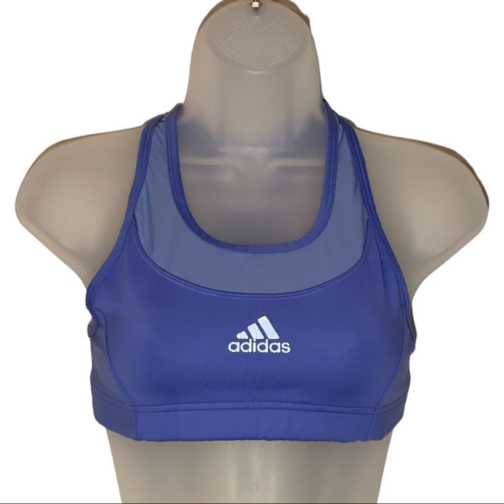Adidas Vintage 1990s Purple/Blue Racerback Sports Bra With Mesh Medium
